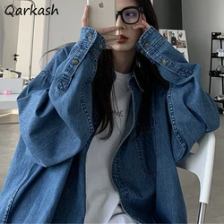 Basic Jackets Women Denim Baggy Vintage Single Breasted Chic Solid Street Style Washed Ulzzang Fashion Student All-match College