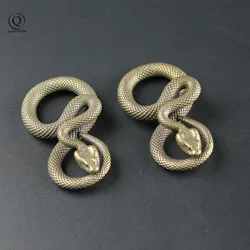 Vintage Copper Zodiac Snake Key Chain Pendants Jewelry Pure Brass Animal Cobra Keychain Hanging Lanyard Keyring DIY Charms Gift