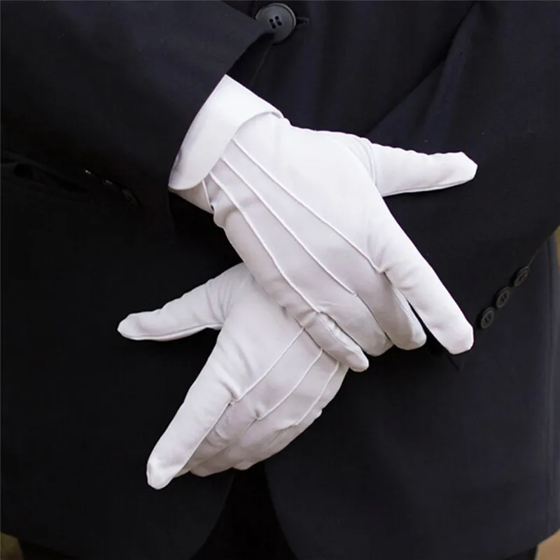 Fashion Design 1 Pair White Dress Gloves White Honor Guard Parade Santa Lady Men Check Hot Sale Solid Color Dress Gloves