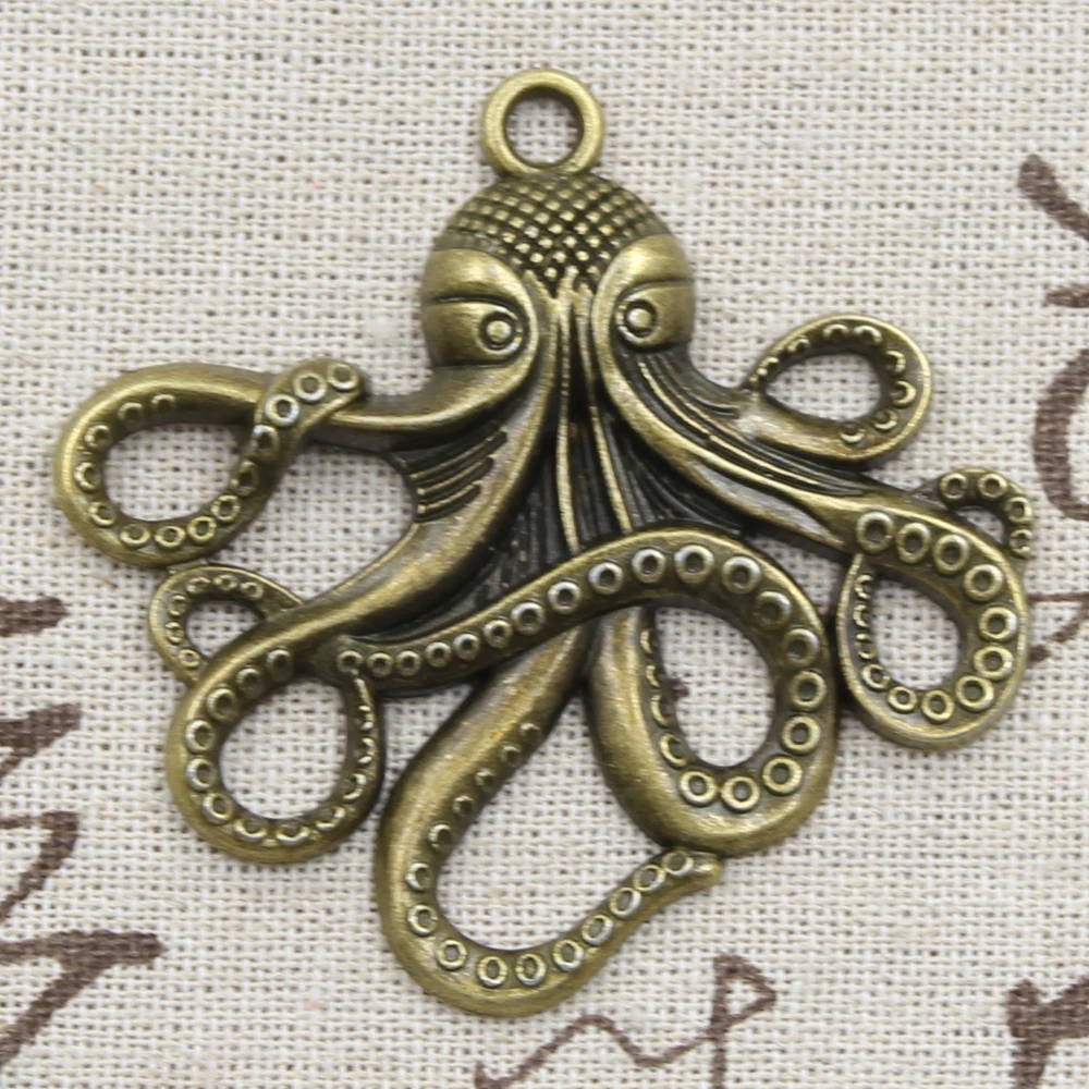 3pcs Charms Octopus 59x57mm Antique Making Pendant fit,Vintage Tibetan Bronze Silver color,DIY Bracelet Necklace