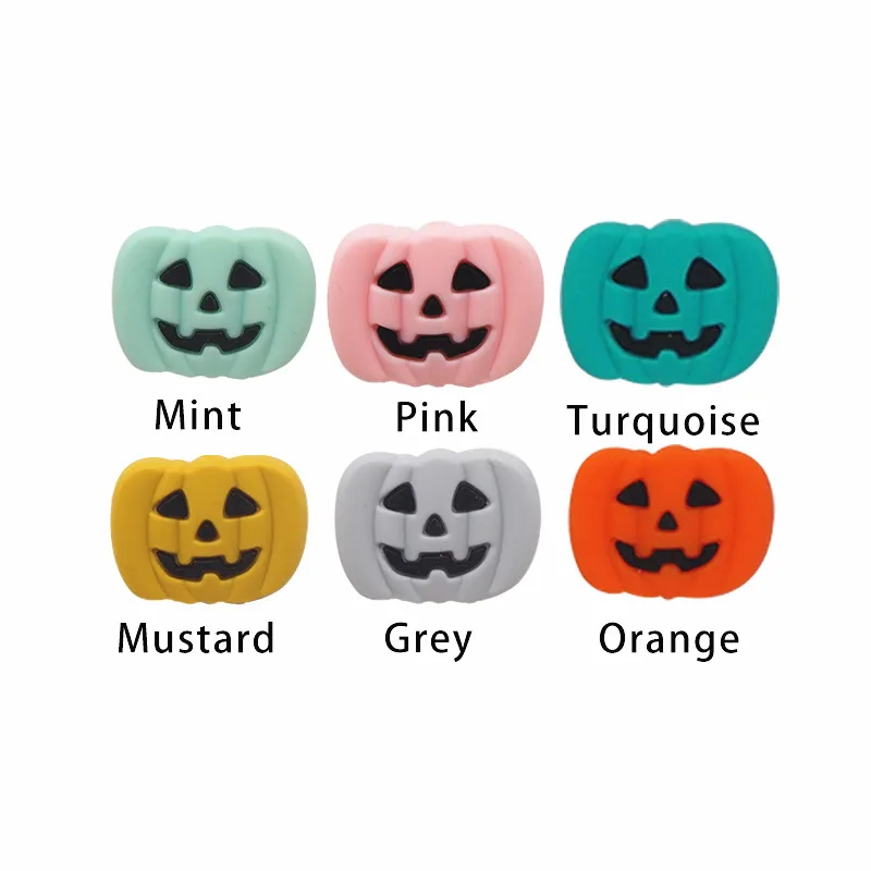 Chenkai 10PCS Pumpkin Silicone Focal Beads For Beadable Pen Halloween Silicone Charms for Pen Keychain Making Silicone Character