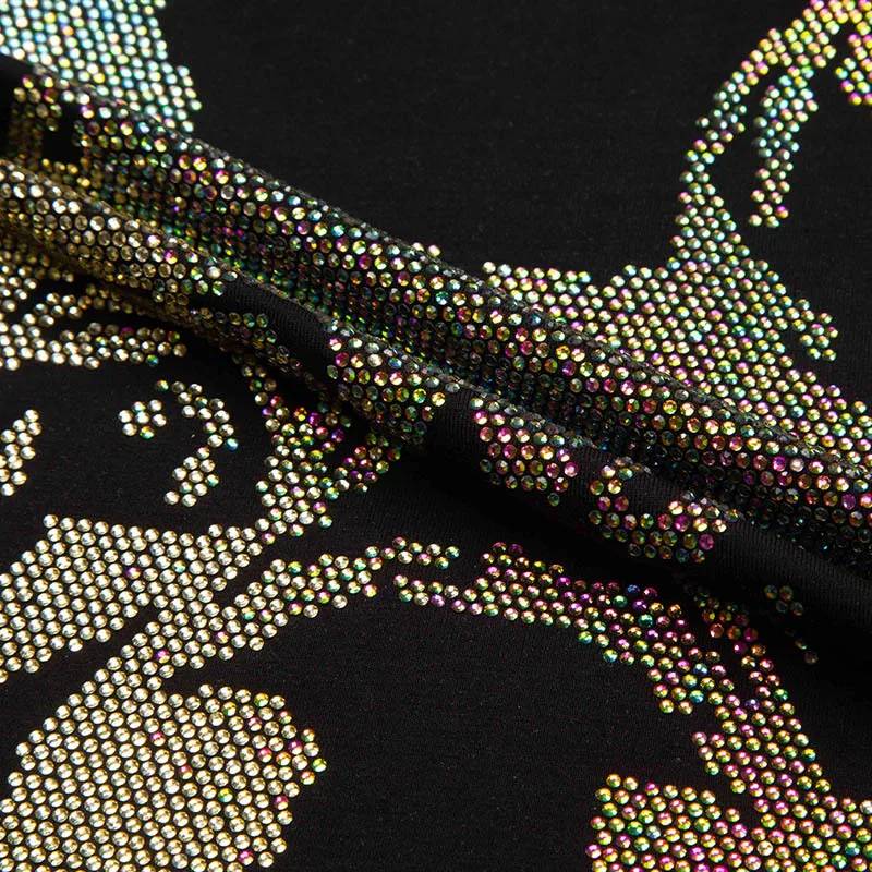 2024 Dogs Rhinestones T Shirts Men Brand Short Sleeve Fashion Man Streetwear O Neck Slim Modal Cotton T-shirt Male Plus Size 6XL