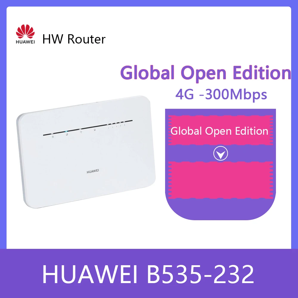 

Unlocked Huawei B535-232 4G Router 3 Pro LTE FDD LTE: B1 / B3 / B7 / B8 / B20 / B28 / B32 / B38 Cat7 300Mbps Wireless CPE Router