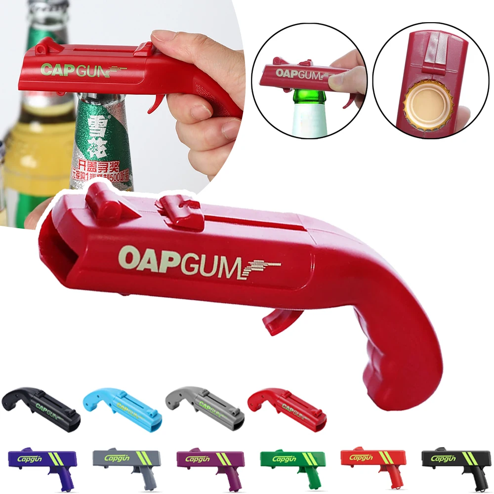 Cap Gun Beer Bottle Opener Portable Beverage Drinking Opening Gun Cap Launcher Shooter Party Supply Bar Tool Kitchen Accessories