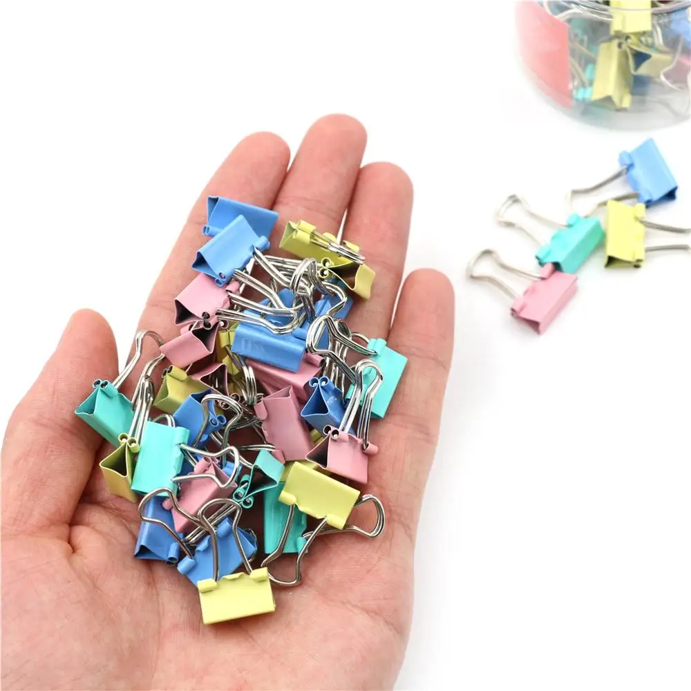 60Pcs 15mm Colorful Metal Binder Clips Note File Paper Clip Holder Office Supplies
