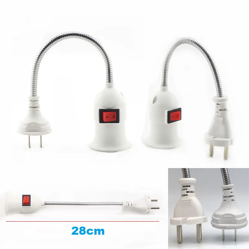 E27 Socket Lamp Bulb Holder Light Socket With Switch EU US Plug Lamp Holder Energy Saving Lampada LED Table Lamp Led Base