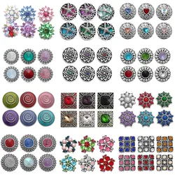 6pcs/lot Multiple Styles Snaps Jewelry Mixed 18mm Snap Button with Crystal Rhinestone Button for 18mm Snap Bracelets Bangles