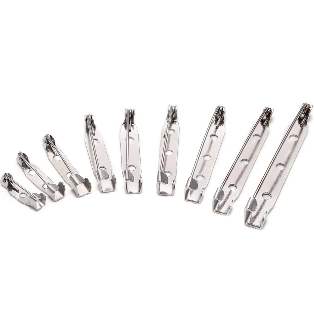 50 pz/lotto 15 25 30 35 45 millimetri Rhodium Spilla Clip di Base di Spilli Spilli Impostazioni Spilla di Sicurezza di Base In Bianco Per FAI DA TE Monili Che Fanno Forniture