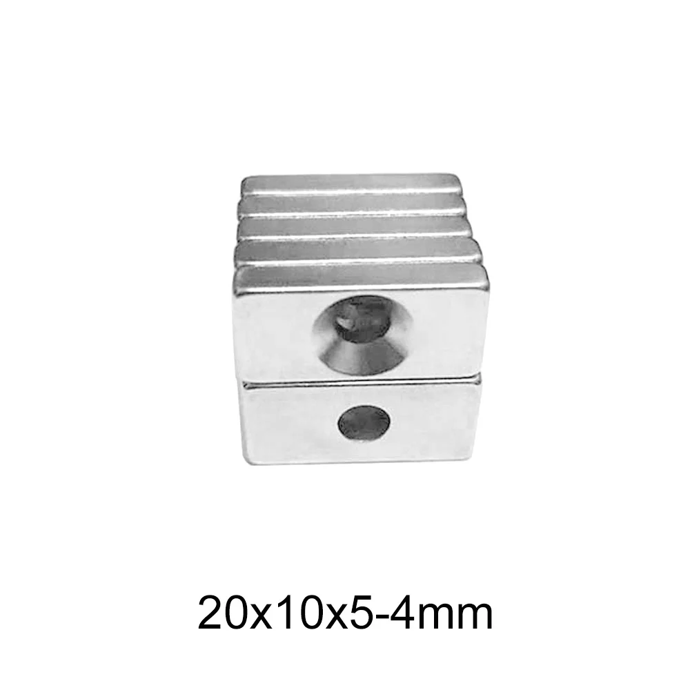 5~50PCS 20x10x5-4 Powerful Block Magnetic Magnet Hole 4mm N35 Permanent Magnet Strong 20x10x5-4mm Neodymium Magnets 20*10*5-4