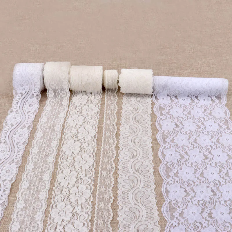 24 design High Quanlity Net Lace Trim Wide Embroidered White Lace Ribbon For DIY Craft 1 yard