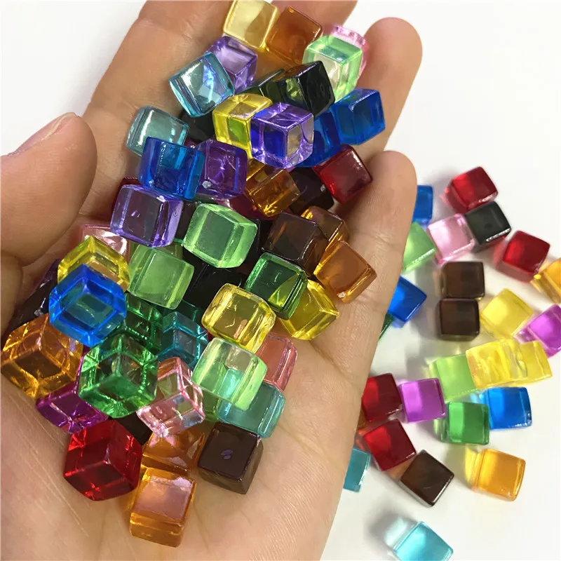 100Pcs/Set 8mm Transparent Square Corner Cube Colorful Clear Solid Color Dice Chess Piece Right Angle For Board Game