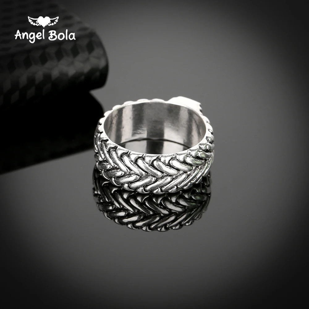 New Plated Buddha Ring Lightning Round Ancient Silver color Man\'s Spin Chain Ring for Cool Man Woman Fashion Jewelry