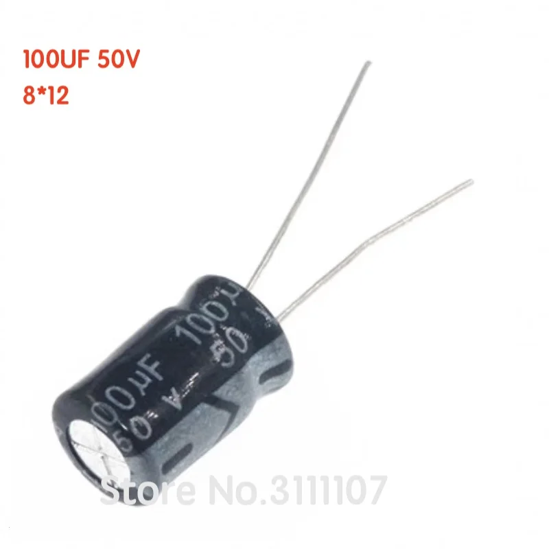 

20PCS/LOT 100UF 50V 8*12 Aluminum electrolytic capacitor Electrolytic Capacitor 50v 100uf