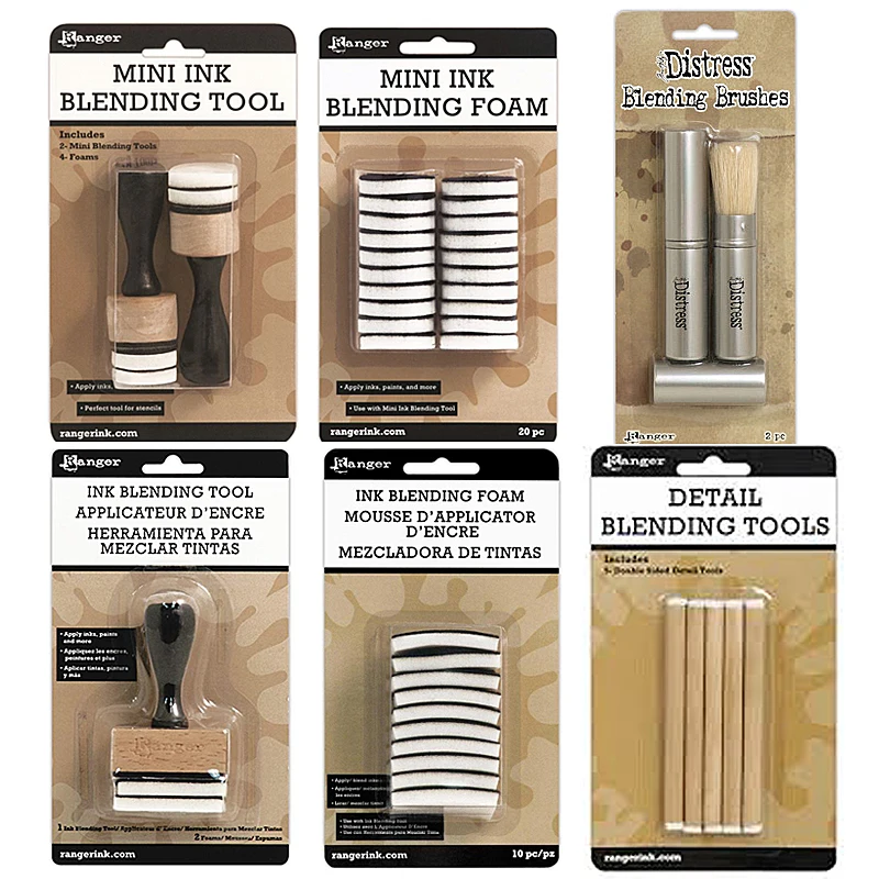 Ranger Tim Holtz Square Round Sponge Ink Pad Brush Coloring Stick Brush Tool Brush Multiple Ink Pad Brushes Ink Blending Tool