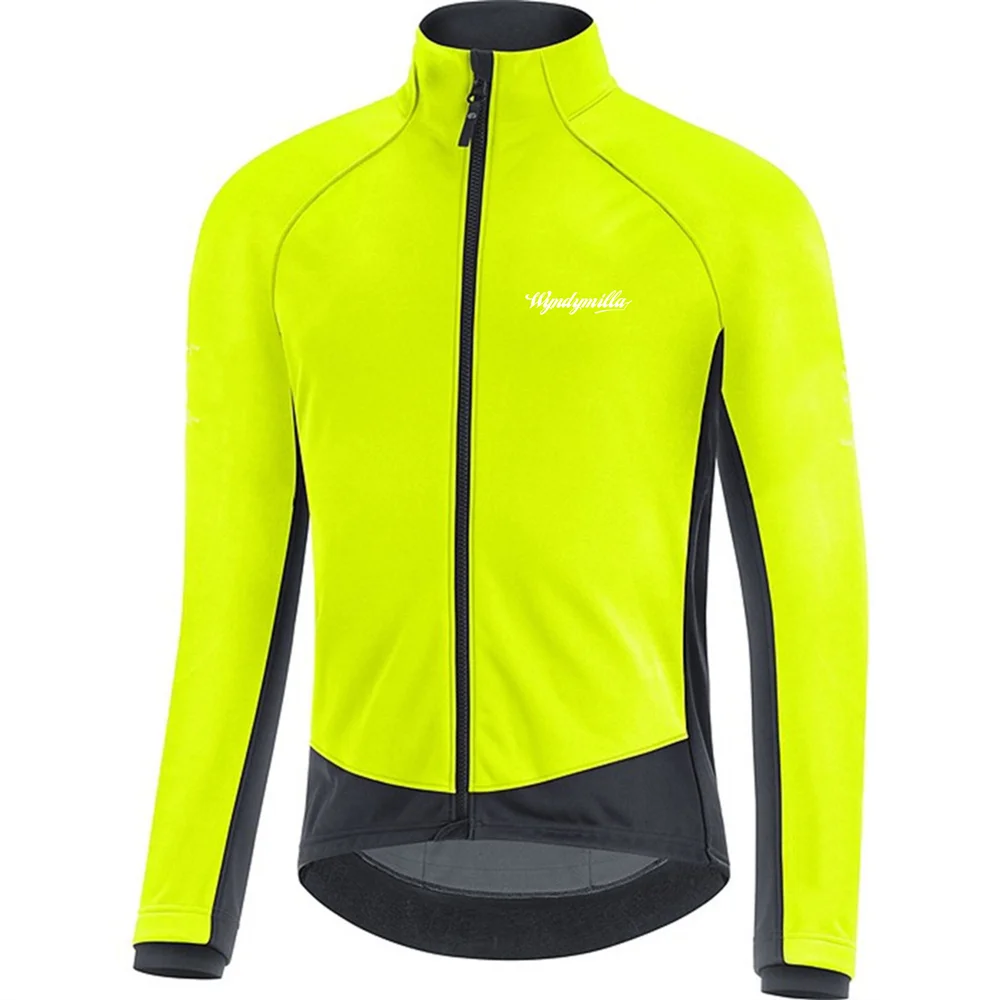 Wyndymilla-Thermal Fleece Cycling Jacket for Men, Long Sleeve Coat, MTB Bike Jersey, Warm Outwear, Winter