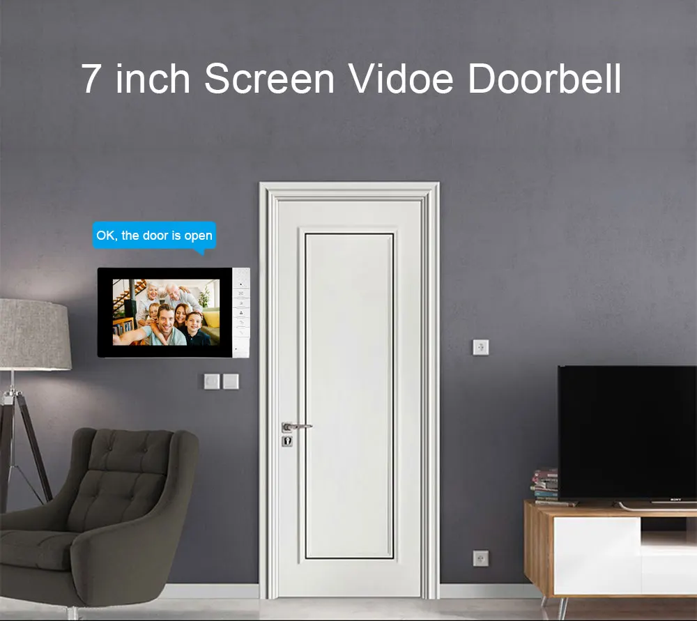 7inch Video Door Phone Intercom Doorbell With RFID HD IR LED Outdoor Waterproof Camera Inductive Card Video Door Phone System