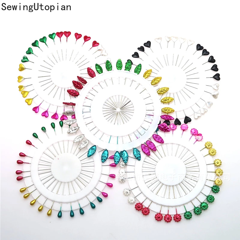 150PCS Straight Flower Heart Head Pins Colorful Headed Quilting Localization Pin Needle Weddings Corsage Dresage Accessories