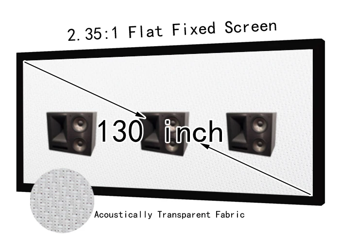 

HD 130inch 2.35:1 Acoustic Transparent Projector Screen Black Velvet Fixed Frame For Hifi Cinema AT Screens