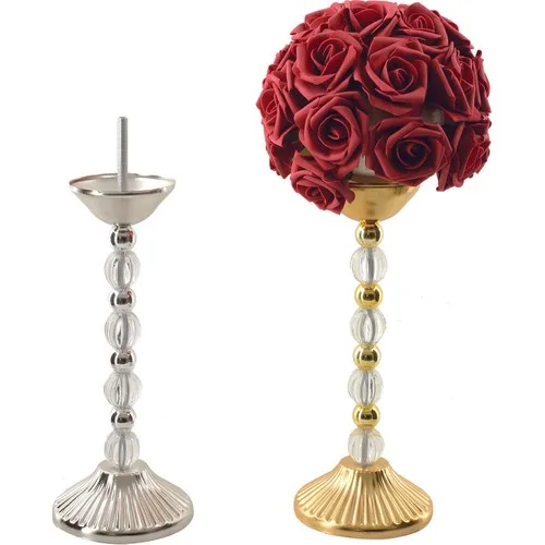 Dream World 34 cm Flower Candlestick Silver Color