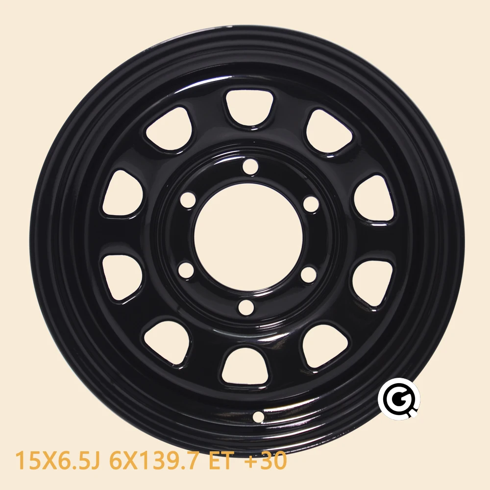 15inch 6.5J Hiace Rim Customized Steel Wheel Black Finish 6X139.7 Offset30 for Vehicle Accessories