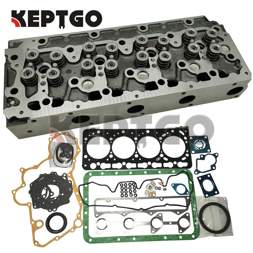 New V3300 V3300-DI Cylinder Head With 16 Valves Full Gasket Set For Kubota Bobcat Skid Steer