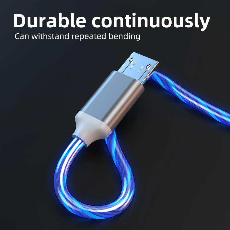 LED Lights USB Micro Cable 3A Fast Charging Data Cable for Samsung Xiaomi HTC OPPO Mobile Phone Accessories Charger USB Cable