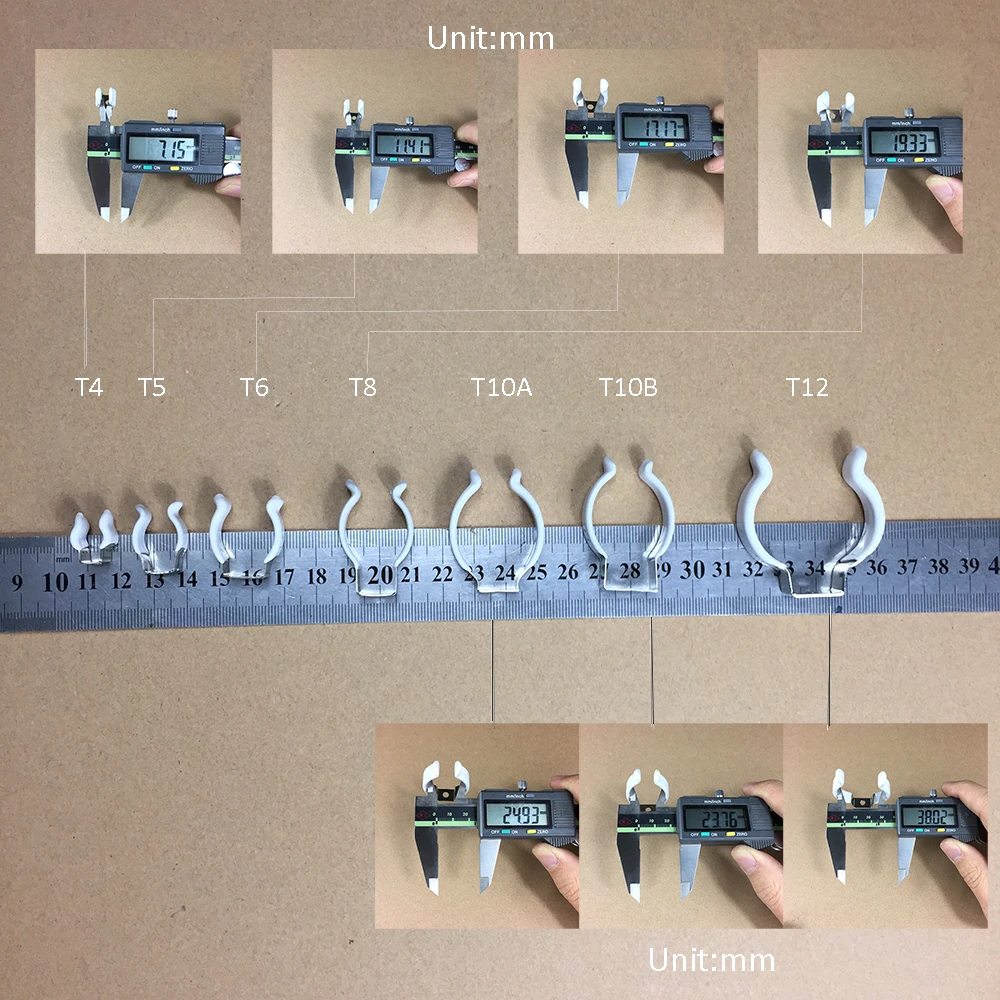 Stainless Steel Coated Plastic U Shape T3 T7 T8 T9 T10 T12 T13 T14 T25 Holder Strong Clamping Force Mounting Clip for Rope Lamp