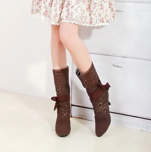 Classic new wild summer openwork net boots spring and summer high boots long boots lace increased female boots