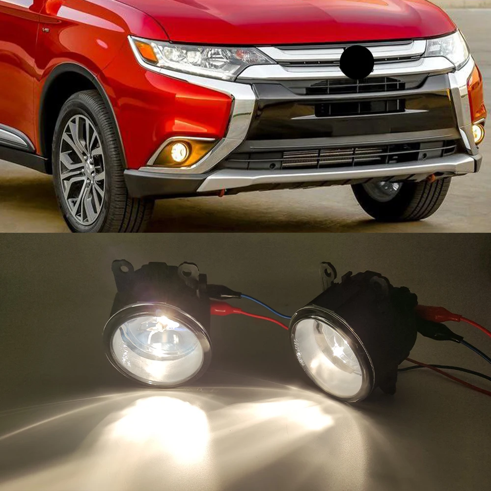 Chrome & Black Fog Light Bezel Cover – Fits Mitsubishi Outlander 2016-2019 – Driver + Passenger Pair