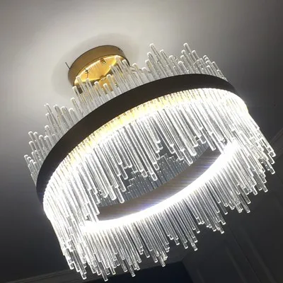 Art Glass Gold Round Oval Chandeliers