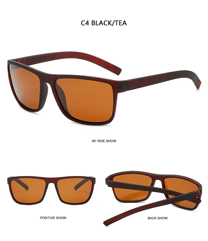 Klassische schwarze quadratische Sonnenbrille für Herren und Damen, Vintage-polarisierte Sonnenbrille für Herren, modisch, blau, zum Fahren, Reisen – Detail 11
