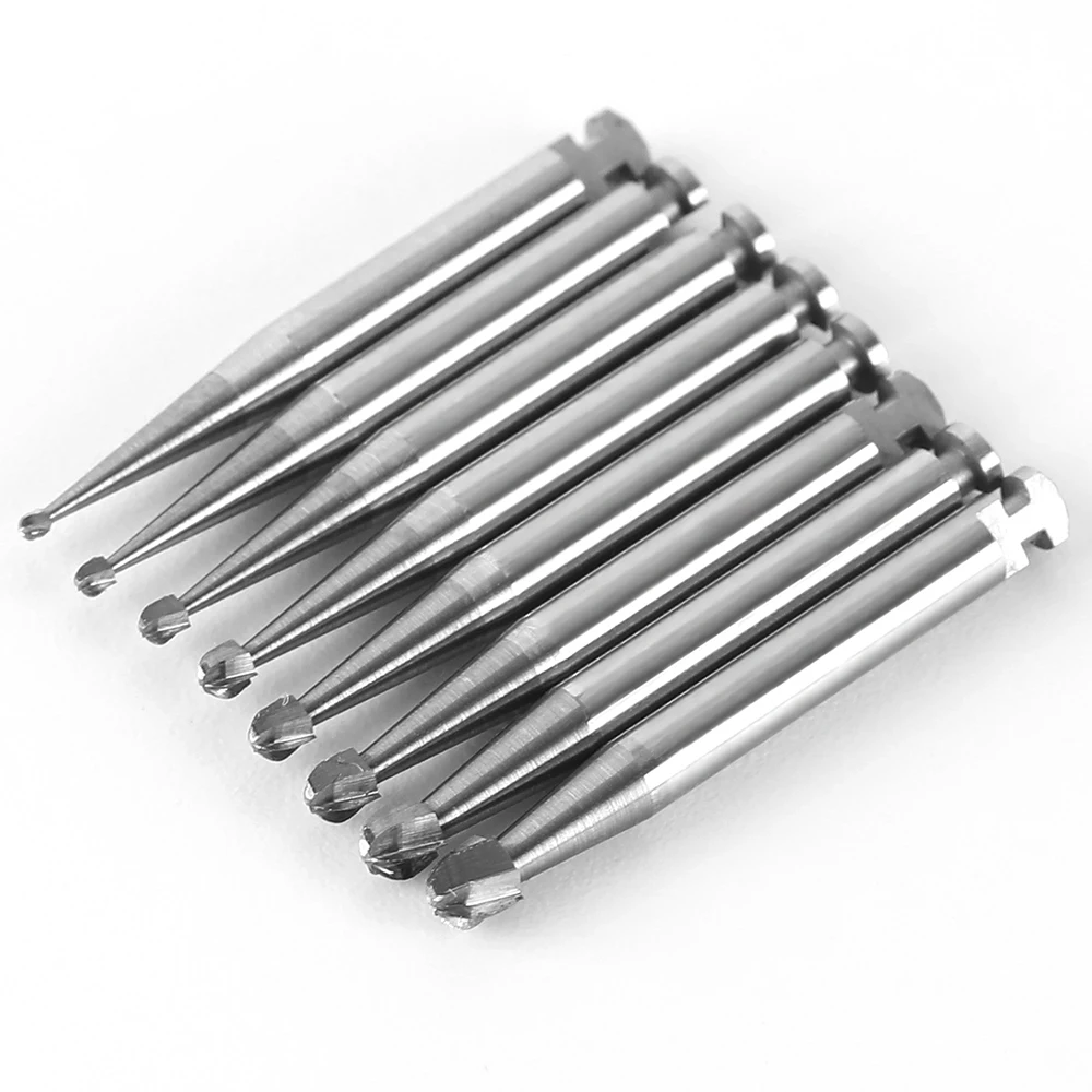 AZDENT 5pcs/Box Dental Tungsten Carbide Burs Low Speed Round RA Series For Dental Lab or Clinic Shank Dia.=2.35mm Length=22.5mm
