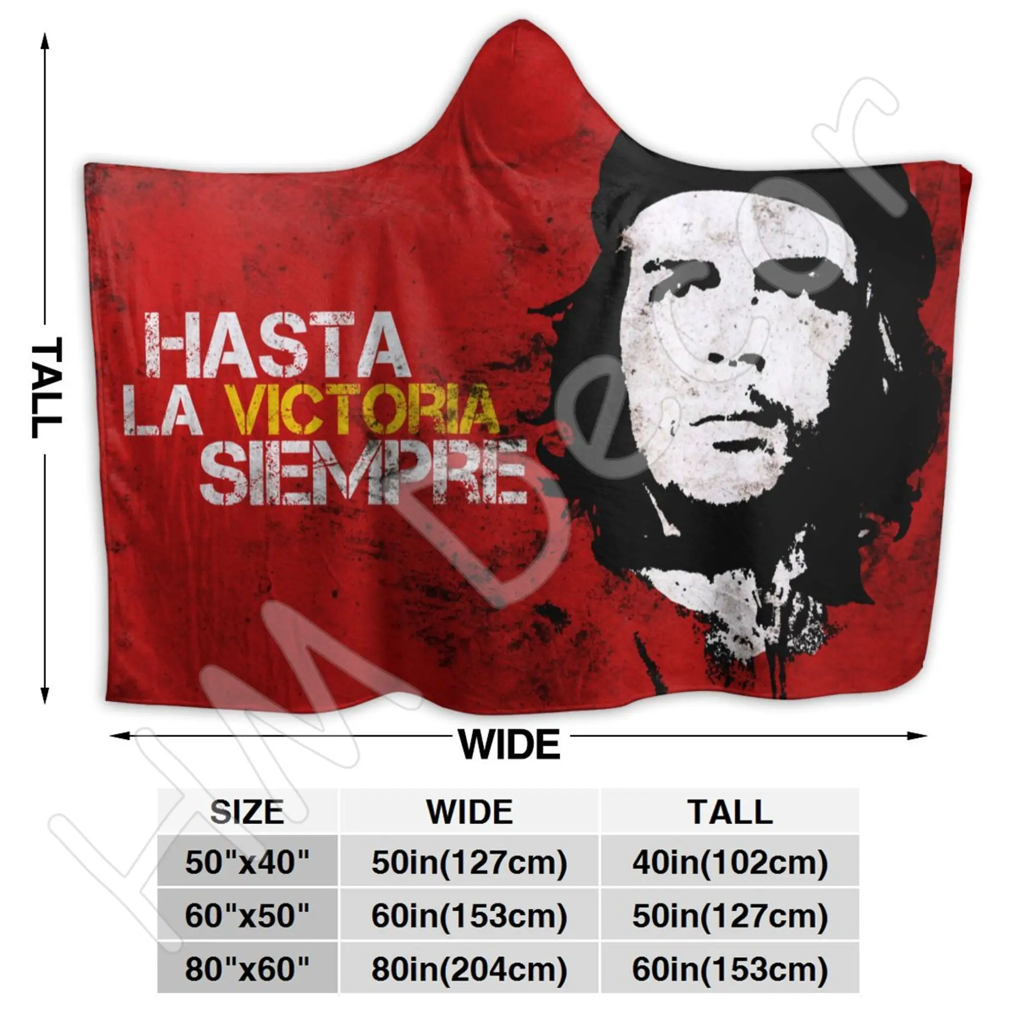 Hasta La Victory Siempre Cuba Che Guevara Hooded Blanket Adult Child Sherpa Fleece Wearable Blanket Microfiber Bedding