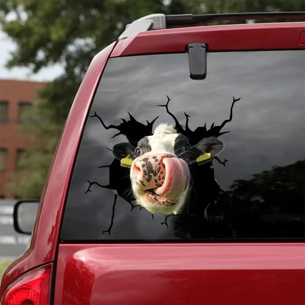 Creative Static Electricity Stickers Bull Head Animal Glass Stickers Broken Holes Car Windows Decoration Realistic Effect