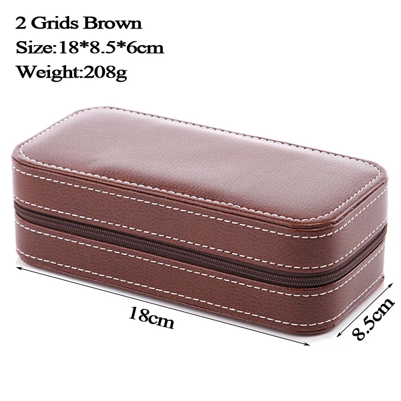 Top Quality 2/4 Grids Leather Watch Box Luxury Zipper style for travelling storage Jewelry Watch Collector Cases Organizer Box