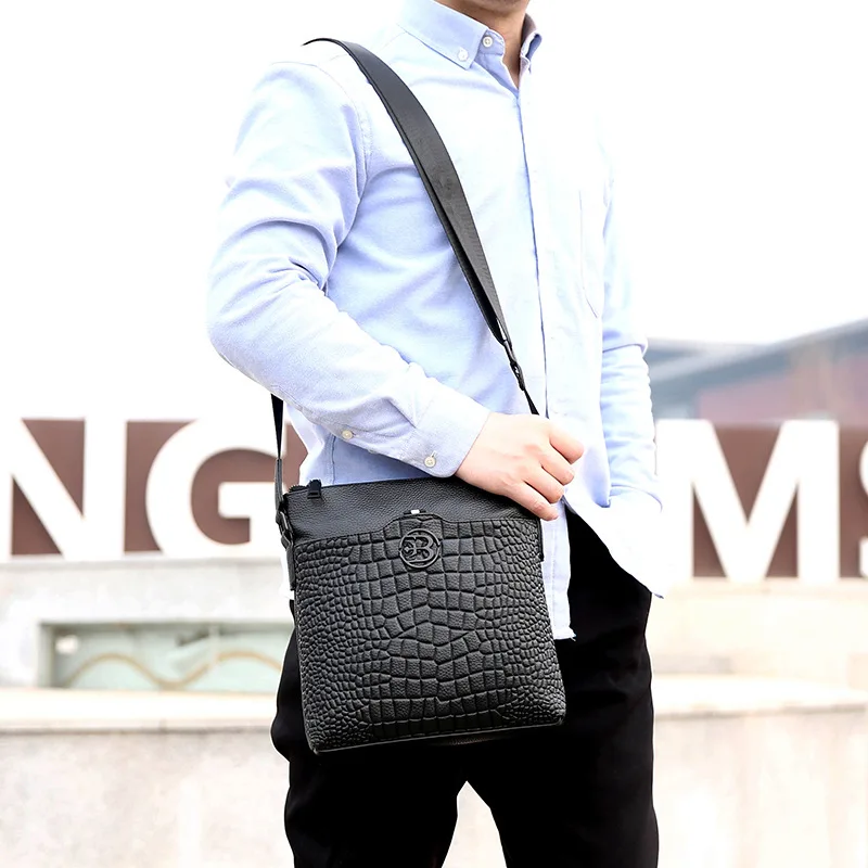 Men's Shoulder Bag Genuine Leather Cross Body Bag New Fashion Messenger iPad Bag Casual Male Travel Bag Big Capacity Tote