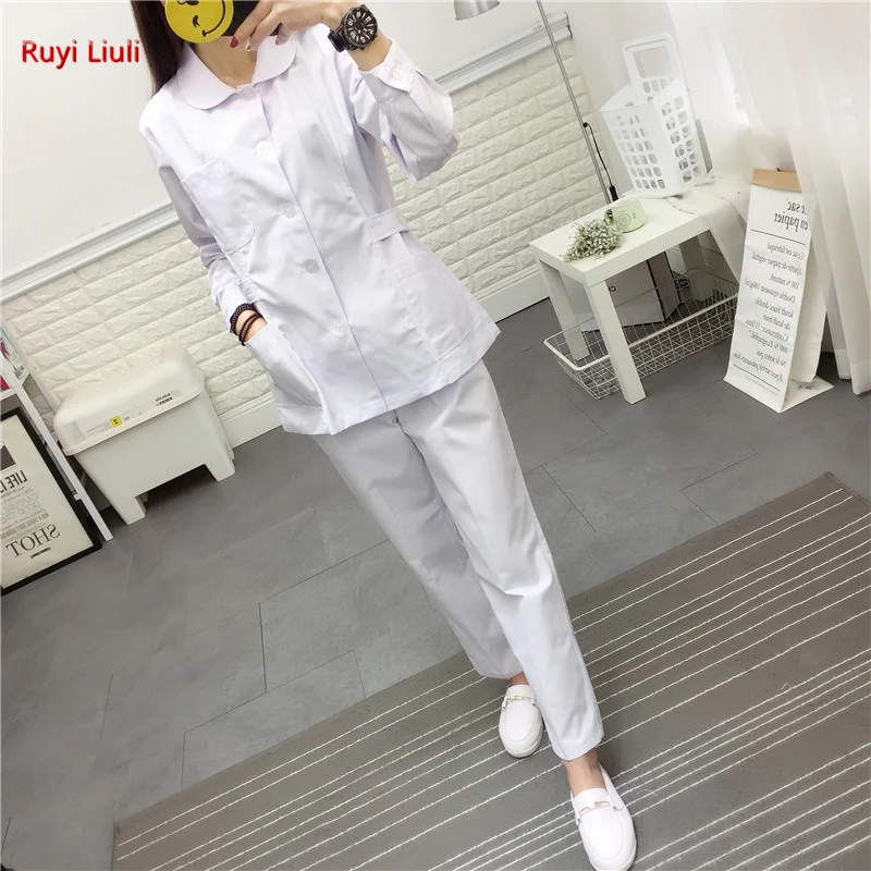 Ruyi l-medical Wear letnie zestawy lekarzy peeling pielęgniarki mundury odzież szpitalny laboratorium odzież robocza Top i spodnie tanie garnitury