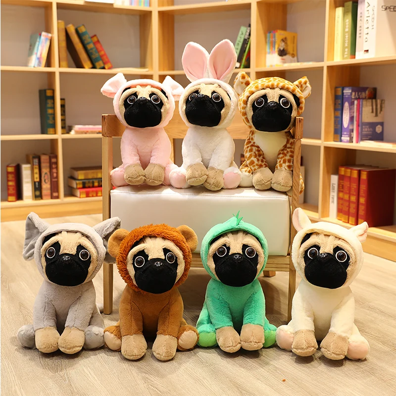 Chien de Simulation en peluche pour enfants, 7 couleurs, carlin Sharpei, joli chiot, Animal de compagnie, jouet, cadeaux d'anniversaire et de noël