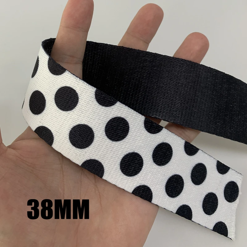 3YARD 38MM 1.5 INCH Black And White Jacquard Webbing Bag Belt Ribbon for DIY Home Textile Clothing Belt Decor Sewing Accessories