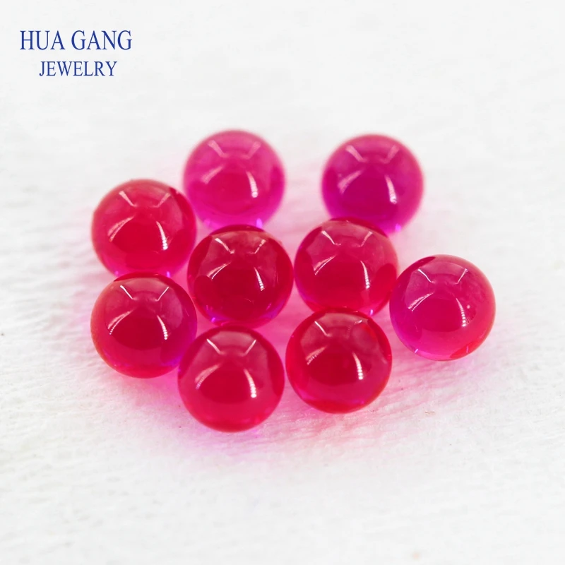 Synthetic Corundum 5# Round ball Ruby Perforated bead  Red for Jewelry Making