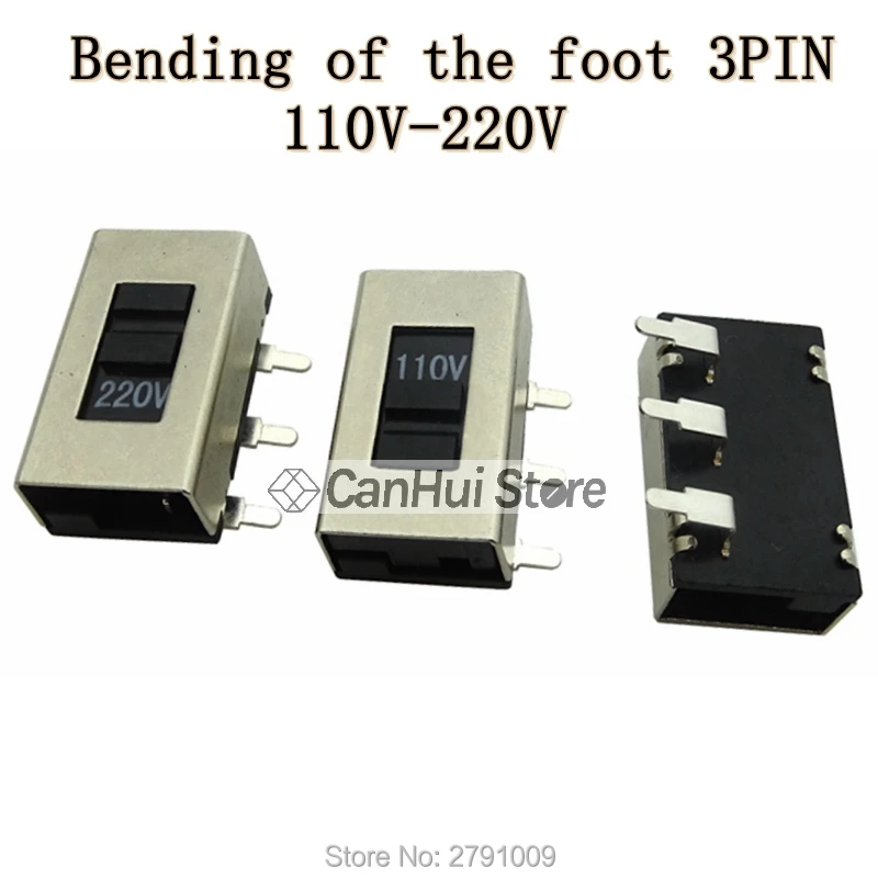 5PCS 3PIN 6PIN voltage conversion switch 110 v - 220 - v bending straight the feet 115 v to 230 v slide switch Toggle switch