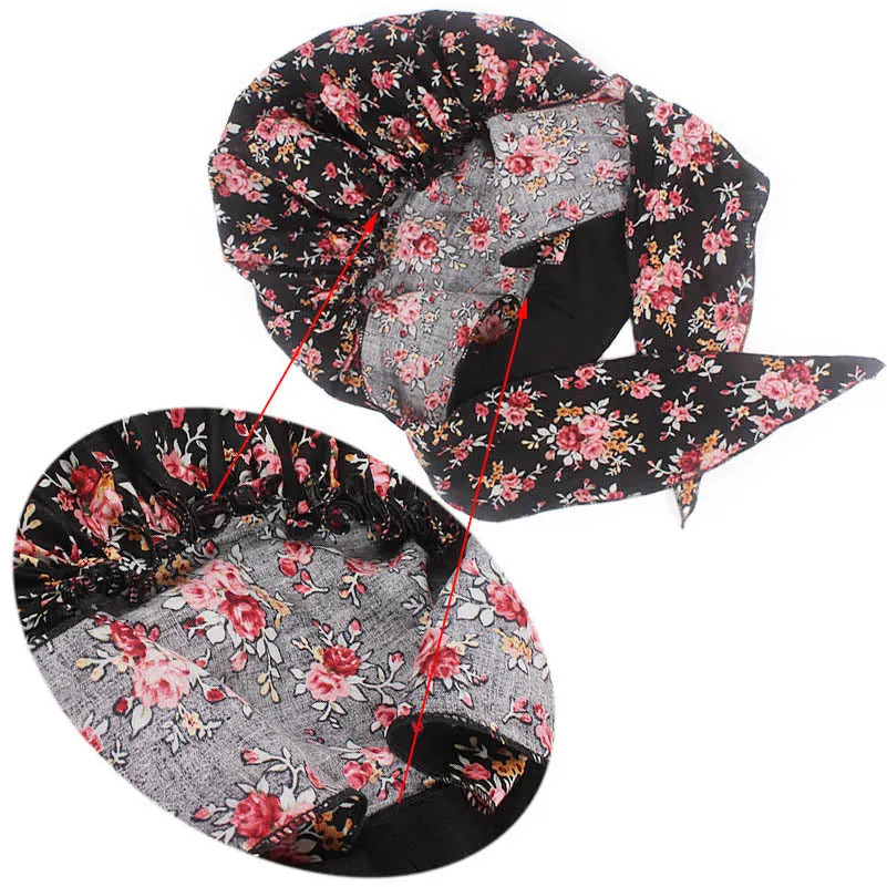 Muslim Women Print Cotton Turban Hat Headscarves Pre-Tied Cancer Chemo Headwear Bandanas Headwrap Caps