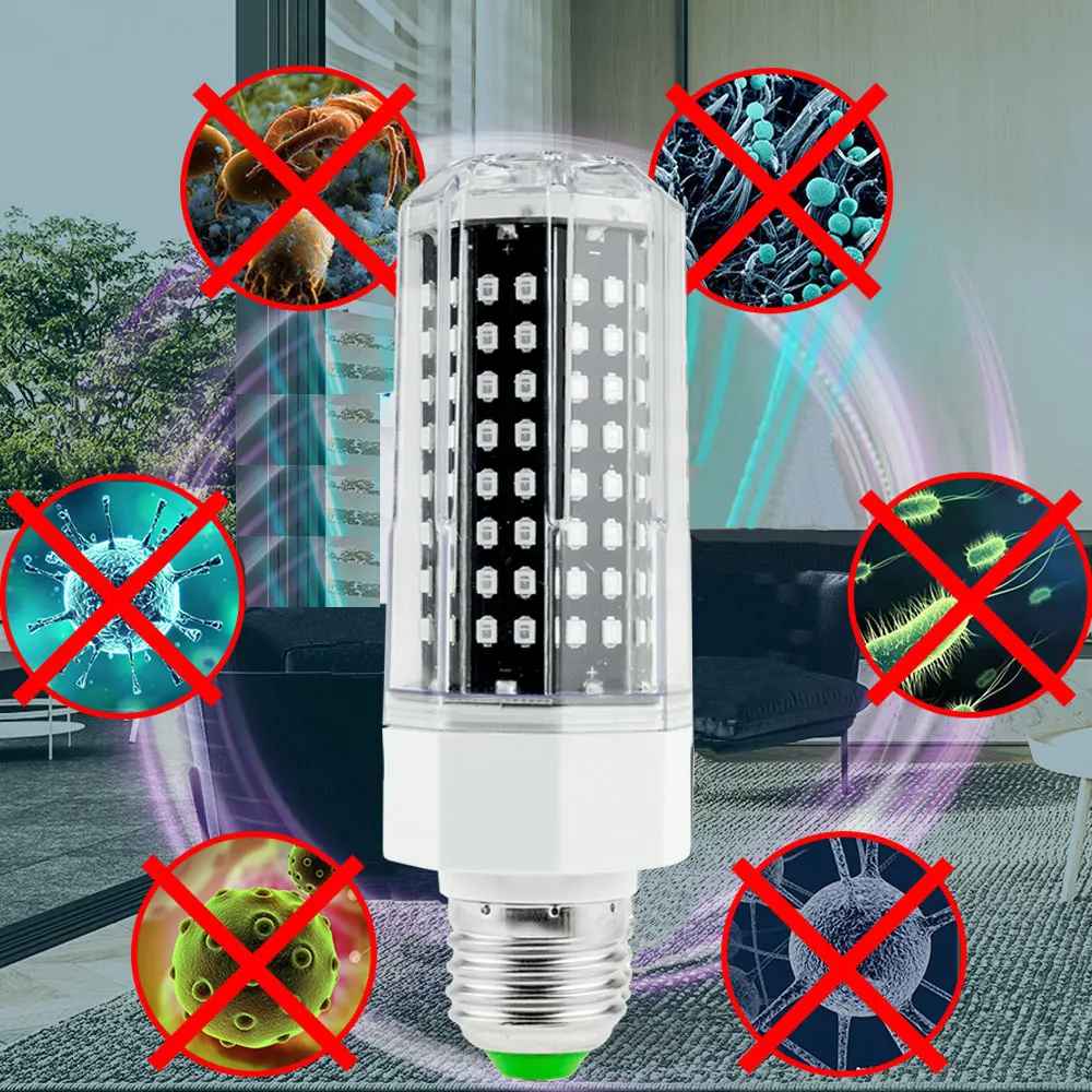 60W ​LED UV Germicidal Lamp 140LEDs E26 E27 E12 E14 B22 UV Sterilizer Light UVC Bulb Disinfectant LED UVC Lamp Sterilizer