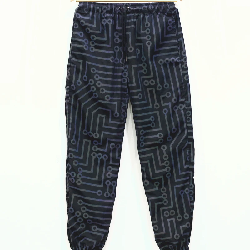 Colorful Reflective Joggers Men Loose Hip Hop Pants Geometric Circuit Lines Harajuku Casual Sports Trousers Jogging Sweatpants