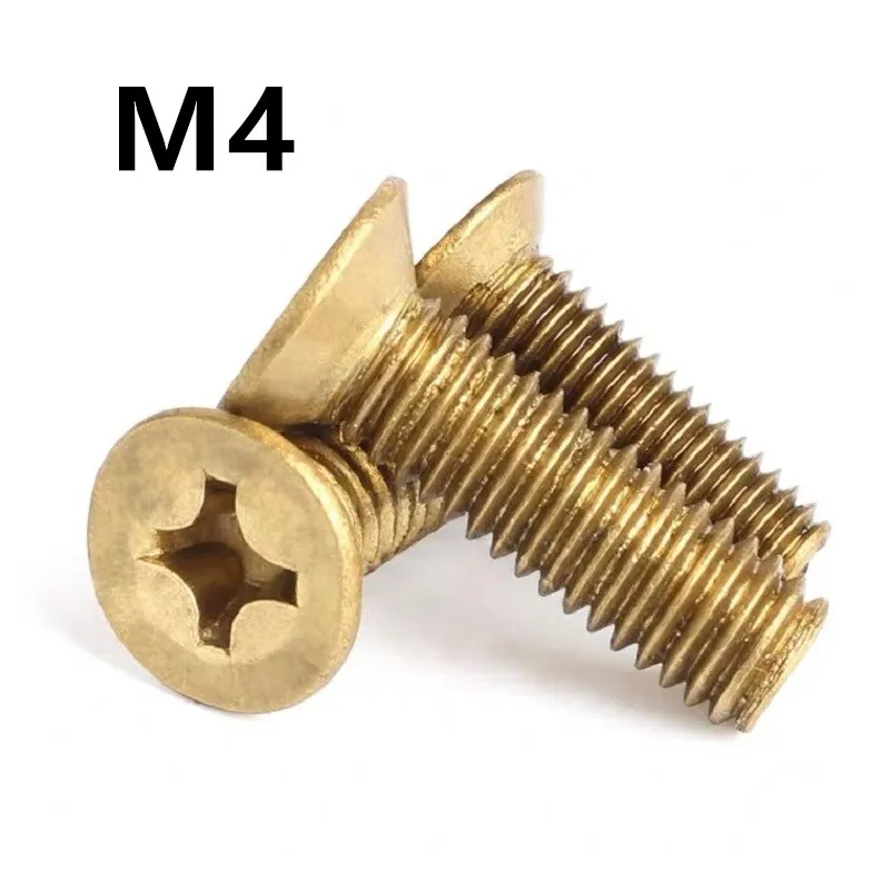 

200PCS DIN965 GB819 M4x6/8/10/12/16/20/25/30/35/40mm Brass Cross Countersunk Screws Flat Head Machine Screw