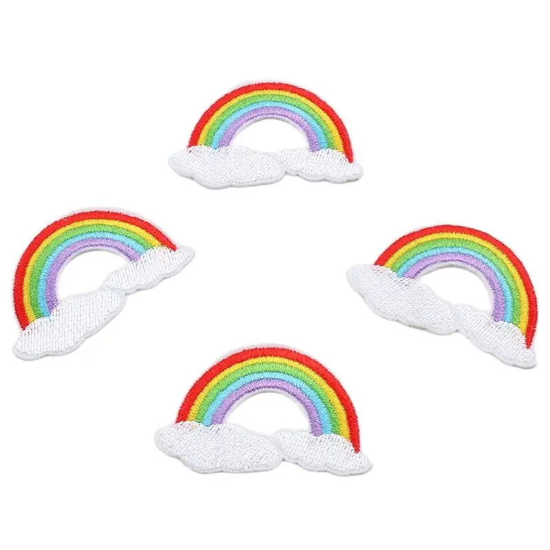 10pcs/lot Embroidered Rainbow Cloudy Patches Iron On Fabric Stickers Sewing Garments Accessories DIY Patchwork Jeans Socks Badge