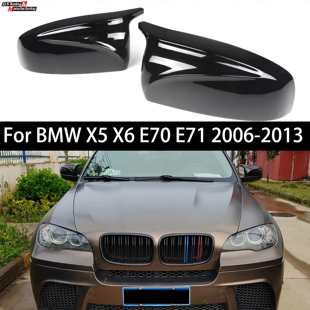 

A Pair Glossy Black Car Door Side Rearview Mirror Caps Cover Replacement Shell For BMW 2006 - 2013 X5 X6 E70 E71 E72 Accessories