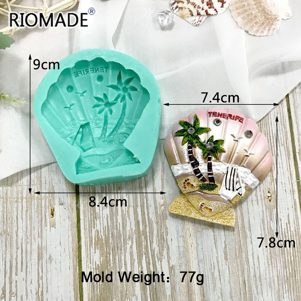 Shell Silicone Mold Tropical Beach Landscape Coconut Tree Sailboat Styles Fondant Cake Decorating Tools Dessert Chocolate Mould