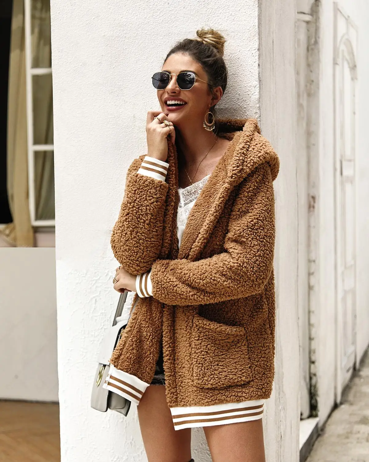 2022 Thick Winter Women Casual Faux Fur Jackets Warm Cardigan Female Teddy Plush Coats Sweatshirt Outerwear Overcoats Streetwear