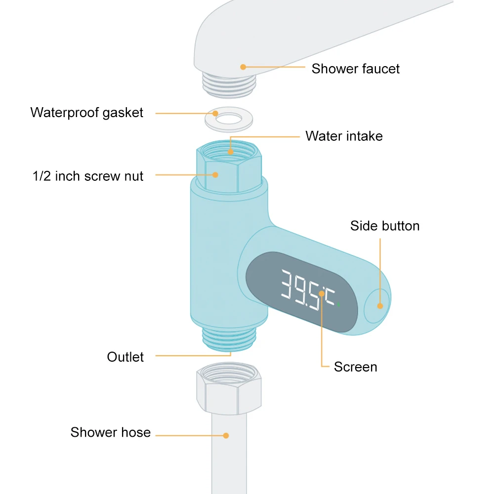 Bathing Temperature Meter LED Display Electricity Hot Tub  Water Temperature Monitor Shower Faucets Water Thermometer Home